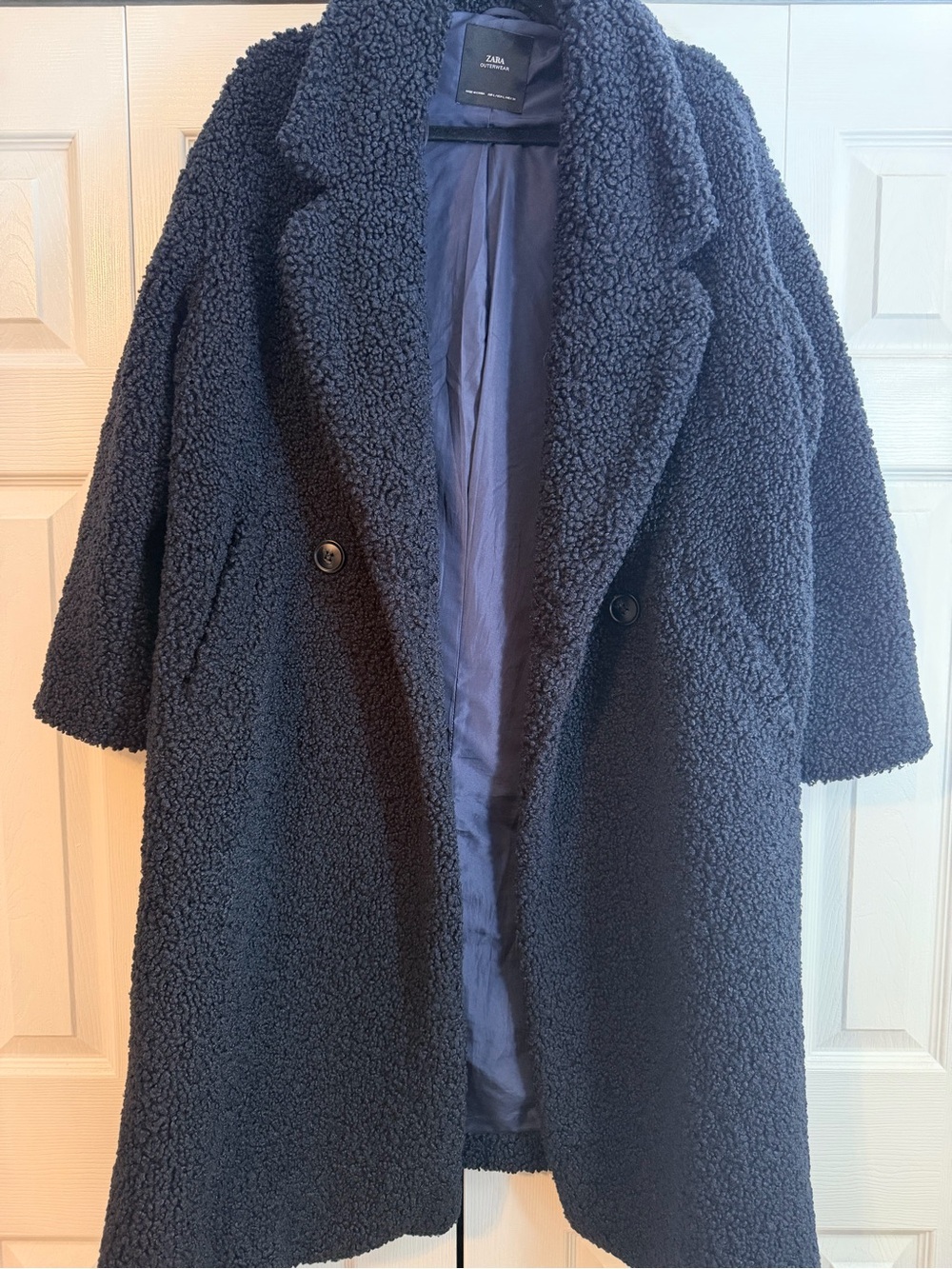 Zara Navy Blue Teddy Coat